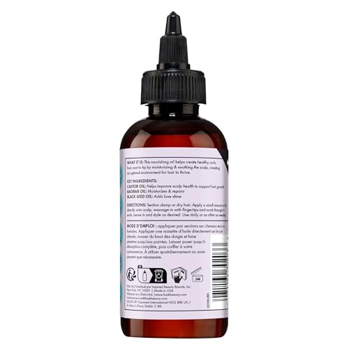 HASK Texture Series Strengthening Scalp & Hair Oil with Castor, Baobab & Black Seed Oils for Curly, Coily & Kinky Hair, Gluten-Free, Sulfate-Free, Cruelty-Free – 4 fl oz