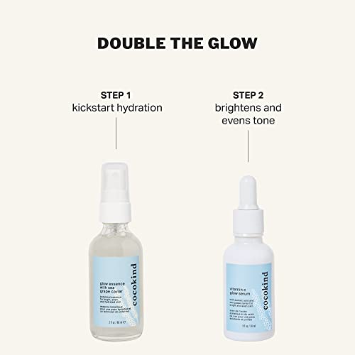 Cocokind Vitamin C Glow Serum with Azelaic Acid and Sea Grape Caviar for Bright and Even Skin, 1 Fl Oz