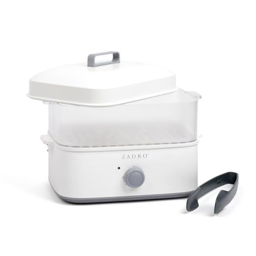 Zadro Towel Steamer with Tongs, 850W Heater, 8L Tray, 1.7L Tank, 30-min Timer for Facials, Manicures, Pedicures, Shaving (13"x12", 120V/850W, 8L, White/Gray)