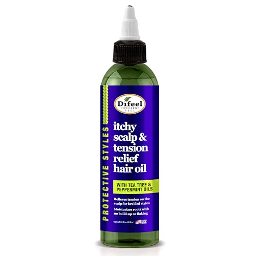 Difeel Itchy Scalp & Tension Relief Hair Oil with Tea Tree & Peppermint Oils for Braided Styles 8 oz.