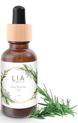 Lia Organics Hair Growth Oil - Organic, Vegan, cruelty free - Rosemary oil, castor oil, pumpkin seed oil, amla oil etc. For thick healthy hair, 1.70 Fl Oz (Pack of 1)