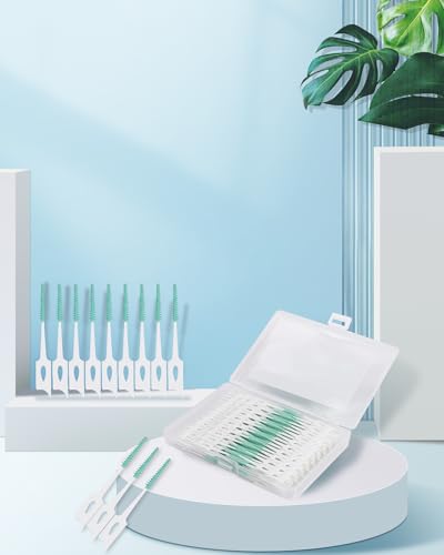 200 PCS Soft Dental Floss Picks, Dental Picks with case, Toothpicks Brush Between Teeth, Tooth Flossing Brush Disposable for Cleaning, Toothbrush Clean Tool, Green Color