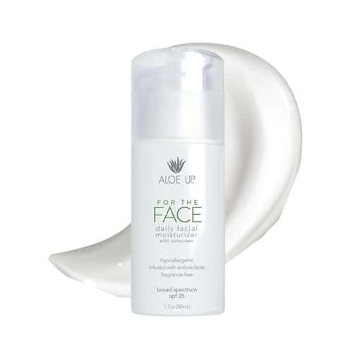 Aloe Up For the Face Daily Moisturizer with SPF 25 Sunscreen - Alcohol-Free Broad Spectrum Facial Lotion With Aloe Vera Gel - Dries Fast - Reef Friendly - For All Skin Types - Fragrance-Free - 1.7 Oz