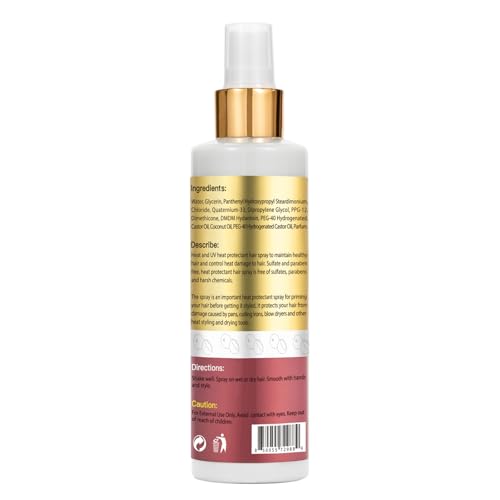 WOZUTUNT Hair Protectant, Coconut- Thermal Protector Spray, Paraben & Dye Free, Protects Heat Damage, Suitable for Daily Care