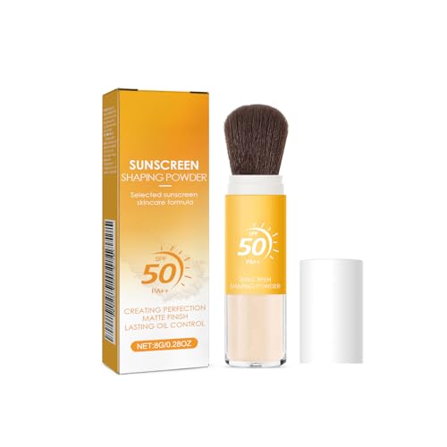 Mineral Sunscreen Setting Powder SPF 50, Face Powder with Brush, Translucent Mattifying Powder, Lightweight Oil Control Powder, Tinted Loose Powder for Oily Skin, Travel Makeup Powder