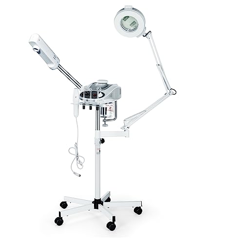 Funnylife 3 in 1 Aromatherapy Facial Steamer, 5X Magnifying LED Lamp, High Frequency Machine,Salon Spa Beauty Equipment