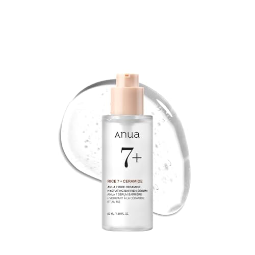 ANUA Rice Ceramide 7 Hydrating Barrier Serum, Moisturizing Serum for Face, Rice, Hyaluronic Acid, Niacinamide, Fragrance Free, Non-comodogenic, Glass Skin, Korean Skin Care, 50ml/1.69fl.oz.