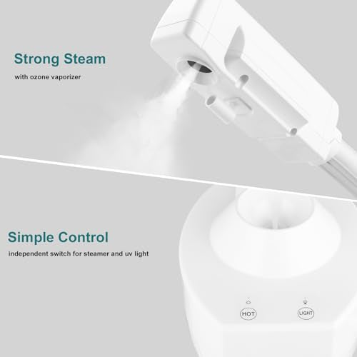 Winado 2 in 1 Professional Facial Steamer with 5X Magnification Lamp & Touch Screen, Esthetician Steamer Humidifier Face Spa Mist Steam for Home Beauty Salon, Personal Skin Care Deep Cleaning, White