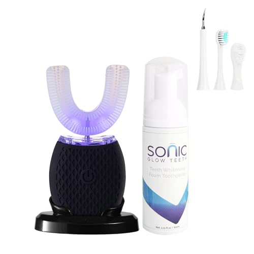 Ultrasonic Toothbrush for Adults - Automatic Electric Toothbrush Rechargeable Portable 30'' Automatic Timer Wireless Charging Washable Travel Home Dual-use (Black)