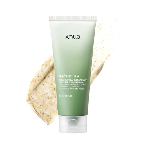 Anua Heartleaf Quercetinol Pore Deep Cleansing Foam, Face wash for Pore Refining Cleanser, Hydrating Daily Facial Cleanser For Double Cleansing, Gentle Foaming with BHA, Korean Skincare (5.07 fl.oz.)