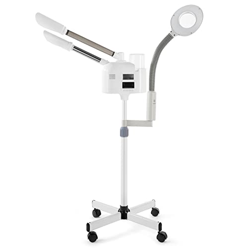 Professional Facial Steamer 3 in 1 Steamer for Face with Hot & Cold Nozzle 5X LED Magnifying Lamp Facial Steamer for Esthetician Beauty Face Equipment Use at Home or Salon