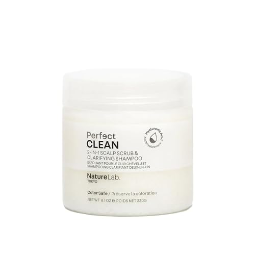 NatureLab.TOKYO Perfect Clean Scalp Scrub & Clarifying Shampoo - Exfoliating Sugar Crystals, Probiotic Sake Water, Hyaluronic Acid - 2-in-1 Deep Scalp Cleanser for Shine & Hydration, 8.1 oz, Original