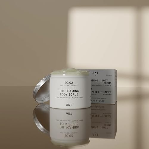 AKT The Foaming Body Scrub 8.4 Fl Oz, Skin Exfoliator, Body Scrub with Rice & Sugar, Papaya & Nourishing Oils, Natural Exfoliating Sugar Scrub with Vitamin E, Dead Skin Remover for Body