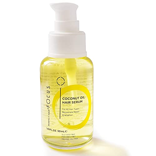 Perfect Hair Coconut Oil Hair Serum - Natural Hair Oil Infused with Raw Virgin Olive Oil, Sweet Almond and Keratin - Smoothing Hair Oil for Frizzy, Dry & Damaged Hair - 50ml (1 Pack)