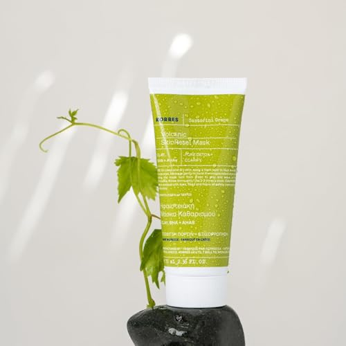 KORRES Santorini Grape Skin Refining Mask With Volcanic Sand, Activated Carbon Capsules And Salicylic Acid BHA For Pore Appearance, Gentle Exfoliation And Smoother Look, Vegan Skincare, 2.36 Fl Oz