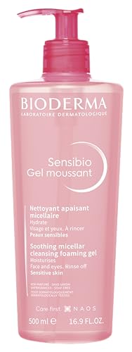 Bioderma Sensibio Foaming Gel Gentle Face Cleanser, Cleansing and Makeup Removing Refreshing Feeling for Sensitive Skin, Unscented, 16.9 Fl Oz