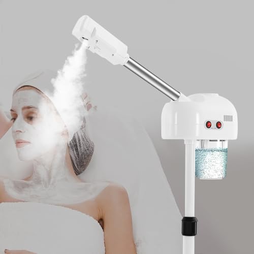 Professional Facial Steamer with Hot Mist, 800W Ozone Steamer for Estheticians, Large 0.2 Gal Tank, 360° Rotating Nozzle & Adjustable Height, Salon & Home Use Skin Care Equipment