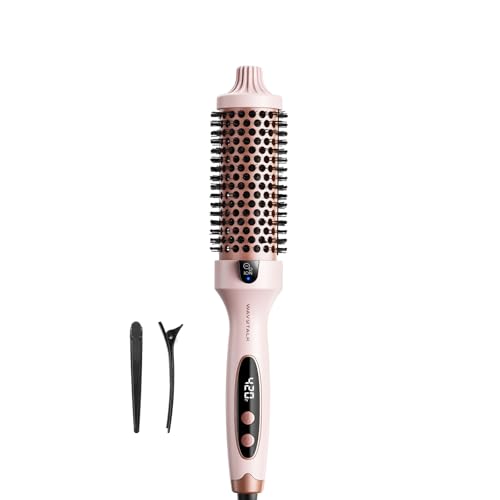 Wavytalk Thermal Brush, Blowout Boost 1.5 inch Heated Round Brush for Blowout Look, Dual Voltage, Pink, Sakura, Tourmaline Ceramic, Negative Ion Technology, 5 Temperature Settings, Less Damage