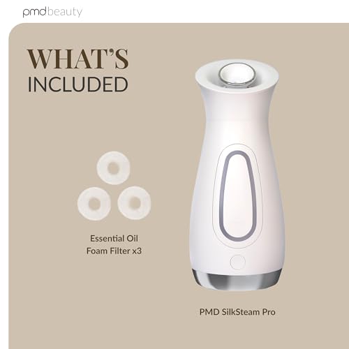 PMD SilkSteam Pro - Spa-Grade Facial Steamer with SilkSteam Technology - Rapid Start-Up - Adjustable, Directional Nozzle - Essential Oil Filters - Dewy, Hydrated Glow