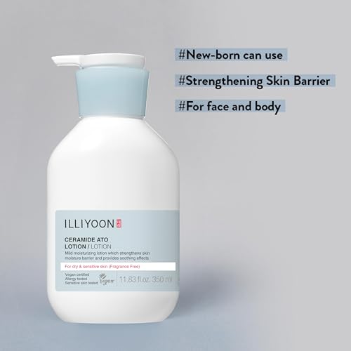 Illiyoon Ceramide Ato Lotion | Lightweight Moisturizer for Dry & Sensitive Skin, Barrier Repair for Face & Body, Mild for Babies, Vegan Certified, Korean Skin Care, 11.83 fl.oz.