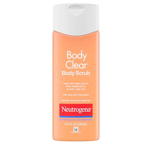 Neutrogena Body Clear Acne Body Scrub, Exfoliating Non-Comedogenic Cleanser, Salicylic Acid 2% Daily Wash Acne Medicine Treatment for Back, Chest & Shoulders, Microbead-Free, 8.5 Fl Oz