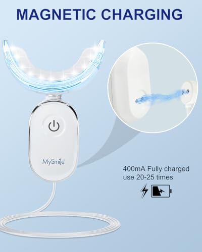 MySmile Teeth Whitening Accelerator Light, 28 LED Blue Light, Each 10 Minutes, USB Charger, Mouth Trays, 1 Pcs LED Light & 4ml Gel