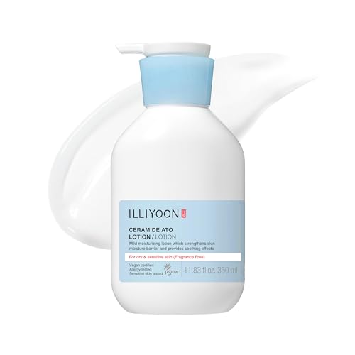 Illiyoon Ceramide Ato Lotion | Lightweight Moisturizer for Dry & Sensitive Skin, Barrier Repair for Face & Body, Mild for Babies, Vegan Certified, Korean Skin Care, 11.83 fl.oz.