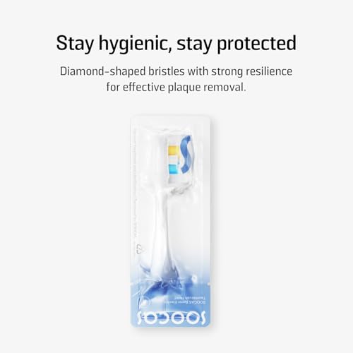 Soocas Multiclean Classic Clean Electric Toothbrush Replacement Heads, Compatible with Both NEOS II and NEOS II Ultra, 2 Brush Heads, Pearl White