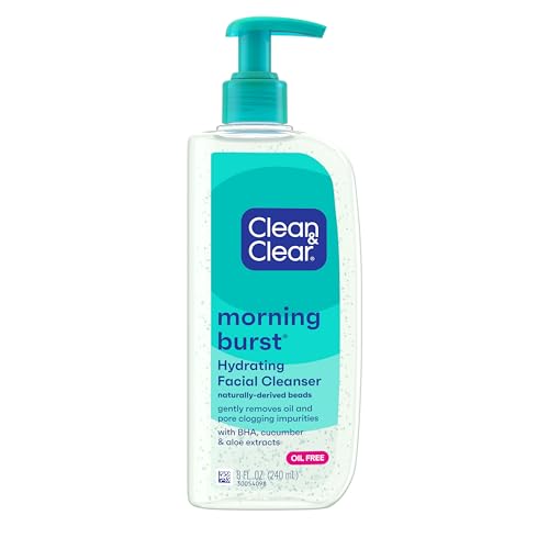 Clean & Clear Morning Burst Hydrating Facial Cleanser with BHA, Cucumber & Aloe Extracts, Refreshing Face Wash for Soft, Smooth & Clear Skin, 8 fl. oz