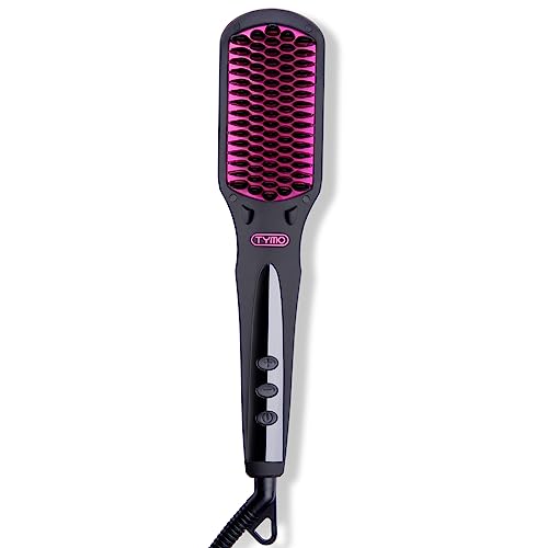 TYMO Ionic Hair Straightener Brush - One-Step Hair Straightener for Women, Straightening Brush with Negative Ions, 16 Temp Settings, LCD Display, Dual Voltage, Hot Comb Flat Iron for Frizz-Free Styles