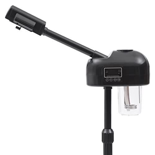 Standing Facial Steamer, Movable Pedicure Steamer Machine with Water Tank and LCD Operation Panel, Portable Face Steamer for Home, Beauty Stores (Black)