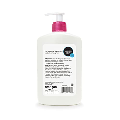 Amazon Basics Body Lotion For Dry Skin with Vitamins B5 & E, Clean Scent, 16 fl oz (Previously Solimo)