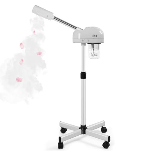 TASALON Professional Facial Steamer, Hot Mist Spray, Vaporizador Facial Steamer for Esthetician, Height Adjustable, SPA at Home, White