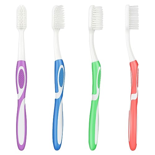 Extra Soft Toothbrushes for Adults - Flossing Toothbrush for Sensitive Teeth and Receding Gums, Tapered Bristles Ultra Clean Plaque Remover Travel Toothbrush Individually Wrapped Pack of 4