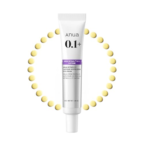 ANUA Retinol 0.1 Caffeine Revitalizing Eye Cream, Under Eye Cream For Hydration, Glow Up Eye Contour, Niacinamide, Retinol For Face, Night Cream For Eye Care, Korean Skin Care (30g/1.05oz)