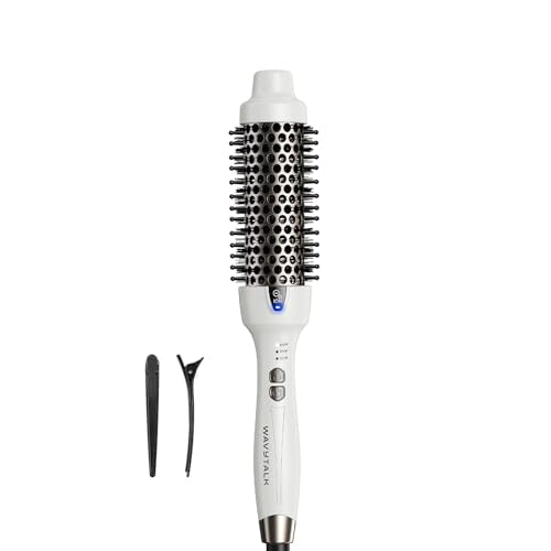 Wavytalk Thermal Brush, 1.5 Inch Ionic Thermal Round Brush Makes Hair Smoother Get Natural Curls (White)