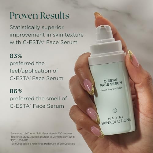 Marini SkinSolutions C-ESTA Face Serum - Lifts, Firms & Protects with Vitamin C, DMAE & Hyaluronic Acid - All Skin Types - Made in the USA - 1 fl oz