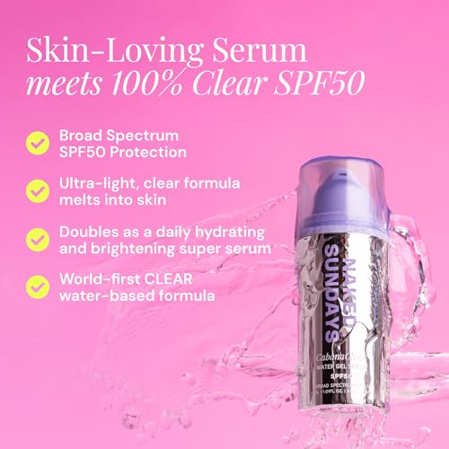 Naked Sundays SPF 50 Clear Facial Sunscreen Serum – CabanaClear™ Invisible Water Gel SPF for Sensitive Skin, Lightweight, Fragrance-Free Daily Face Sunscreen, 30ml