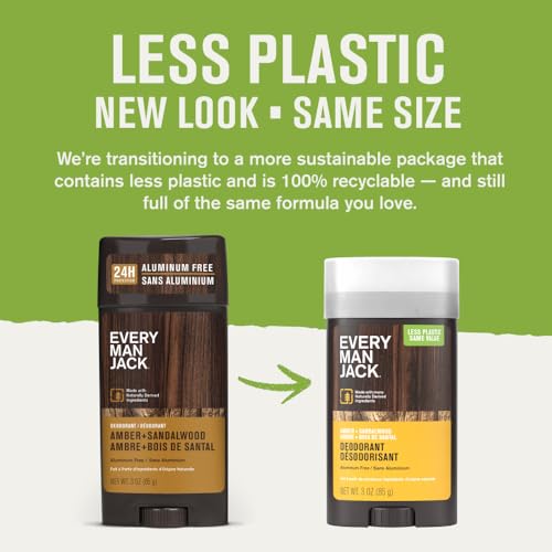 Every Man Jack Men's Deodorant Variety Set - Three Full-Sized Deodorant Sticks with Clean Ingredients & Incredible Scents - Cedar + Red Sage, Amber + Sandalwood, Sea Mineral + Citron - 3 oz - 3 Pack