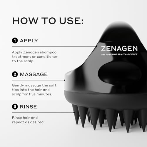 ZENAGEN Scalp Massager | Stimulates Scalp Circulation, Enhances Product Absorption, Promotes Relaxation & Scalp Health, Ergonomic Design, All Hair Types 1 ea