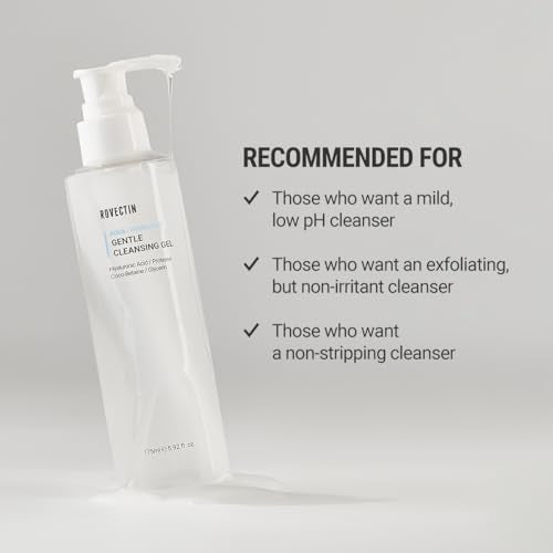 ROVECTIN Aqua Cleansing Gel (Conditioning Cleanser) Hydrating pH Balanced Facial Wash for Sensitive, Dry Skin | No Stripping, Fragrance-Free | Vegan, Korean Skincare (5.9 fl. oz)