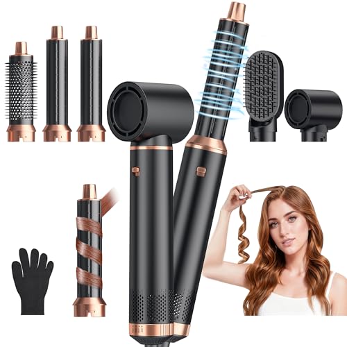 5 in 1 Blow Dryer Brush, Upgrade Hair Dryer Brush Air Curler Air Curling Wrap Styler, Detachable Hot Air Brush Negative Ion Curling Brush Iron, Hair Styling Tools for Drying Curling Straightening