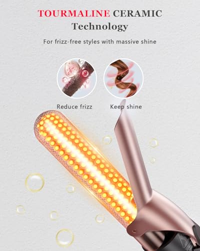 5 in 1 Curling Iron & Thermal Brush Set with 4 Interchangeable Ceramic Barrels (0.35”-1.25”) Fast Heat Dual Voltage Travel Hair Tools Birthday Gift for Women - Hair Curler Wand Kit for Curls & Blowout