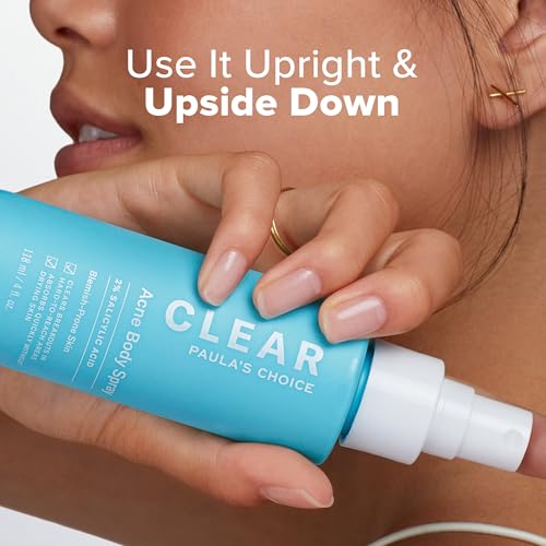 Paula's Choice CLEAR Exfoliating Back & Body Acne Spray, Bacne Spray with 2% BHA Salicylic Acid Back Acne Treatment for Clogged Pores, Blackheads & Breakouts, Alcohol-Free, Fragrance-Free, 4 Fl Oz