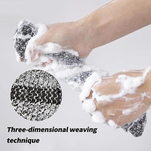ZIVWAGX Blissal Exfoliating Shower Towel, 2-in-1 Exfoliating Towel, Premium Scrub Wash Cloth for Body Face, Blissal Exfoliating Towels-Body Scrubber with 2 Sides for All Skin Types (Black) (Black)