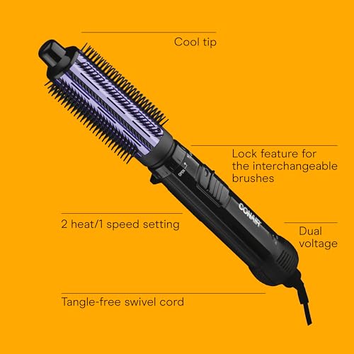 Conair 2-in-1 Hot Air Curling Combo, Includes 1.5-inch Curl Brush and 1-inch Aluminum Bristle Brush