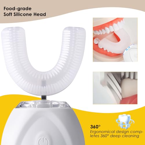 360 Ultrasonic Toothbrush, Automatic Toothbrushes Auto Sonic Tooth Brush, Teeth whitening Brush with Timer & Wireless Charging 360° Ultrasonic Electric Toothbrush for Adult