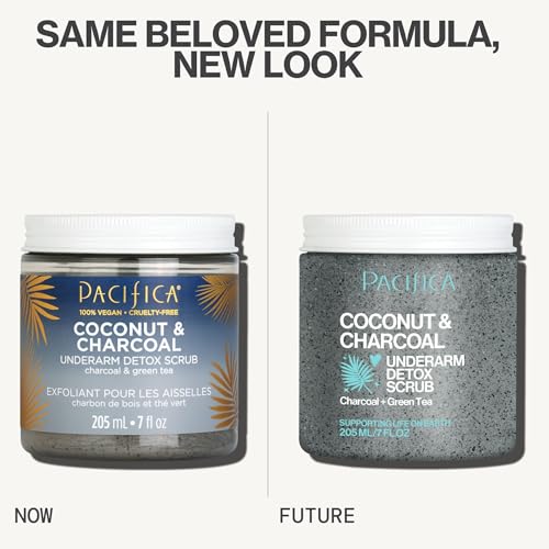 Pacifica Underarm Body Scrub - Armpit Detox Coconut & Charcoal Deodorant– Exfoliating & Nourishing for Natural Deodorant Users – Aluminum-Free & Safe for Sensitive Skin, Vegan & Cruelty-Free, 7 fl oz