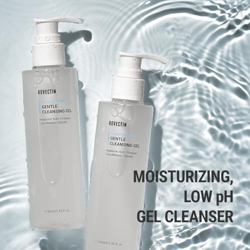 ROVECTIN Aqua Cleansing Gel (Conditioning Cleanser) Hydrating pH Balanced Facial Wash for Sensitive, Dry Skin | No Stripping, Fragrance-Free | Vegan, Korean Skincare (5.9 fl. oz)