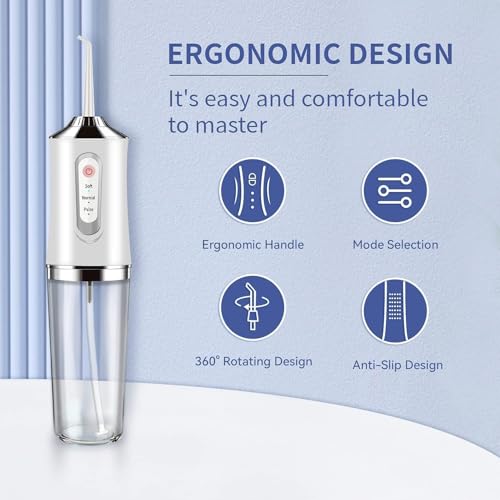 Water-Flosser-Cordless-Teeth-Cleaner MAKJUNS Water Dental Flosser with 3 Modes 4 Jets Rechargeable IPX7 Waterproof for Travel Home Braces(White)